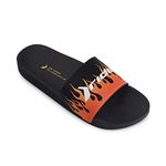 Sandalia-slider-de-planta-anatomica-color-negro-naranja