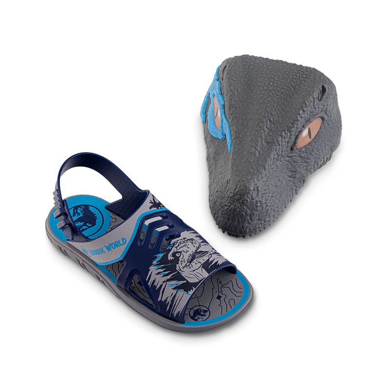 Sandalia-slider-con-accesorio-de-dinosaurio-color-gris-azul