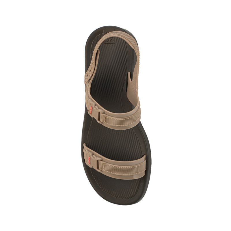 Sandalia-tipo-ojota-de-textura-suave-color-verde-oscuro-beige