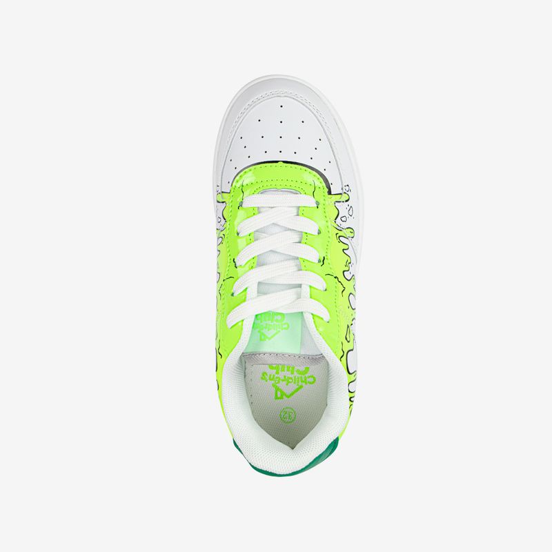 Zapatilla-con-print-neon-para-nino-color-blanco-verde