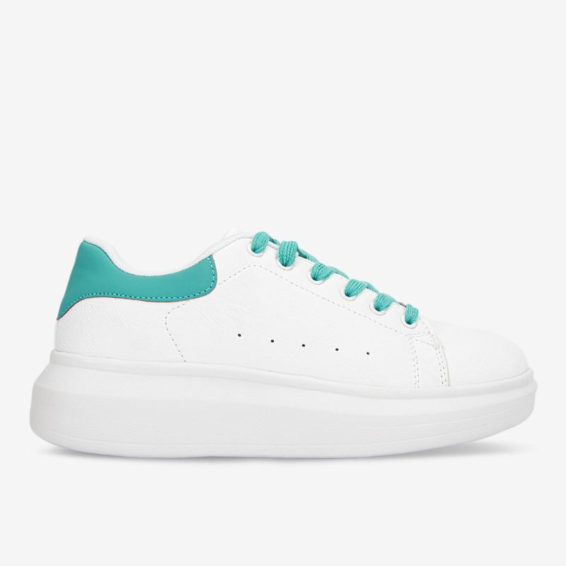 Zapatilla-casual-de-PU-con-plataforma-color-blanco-turqueza