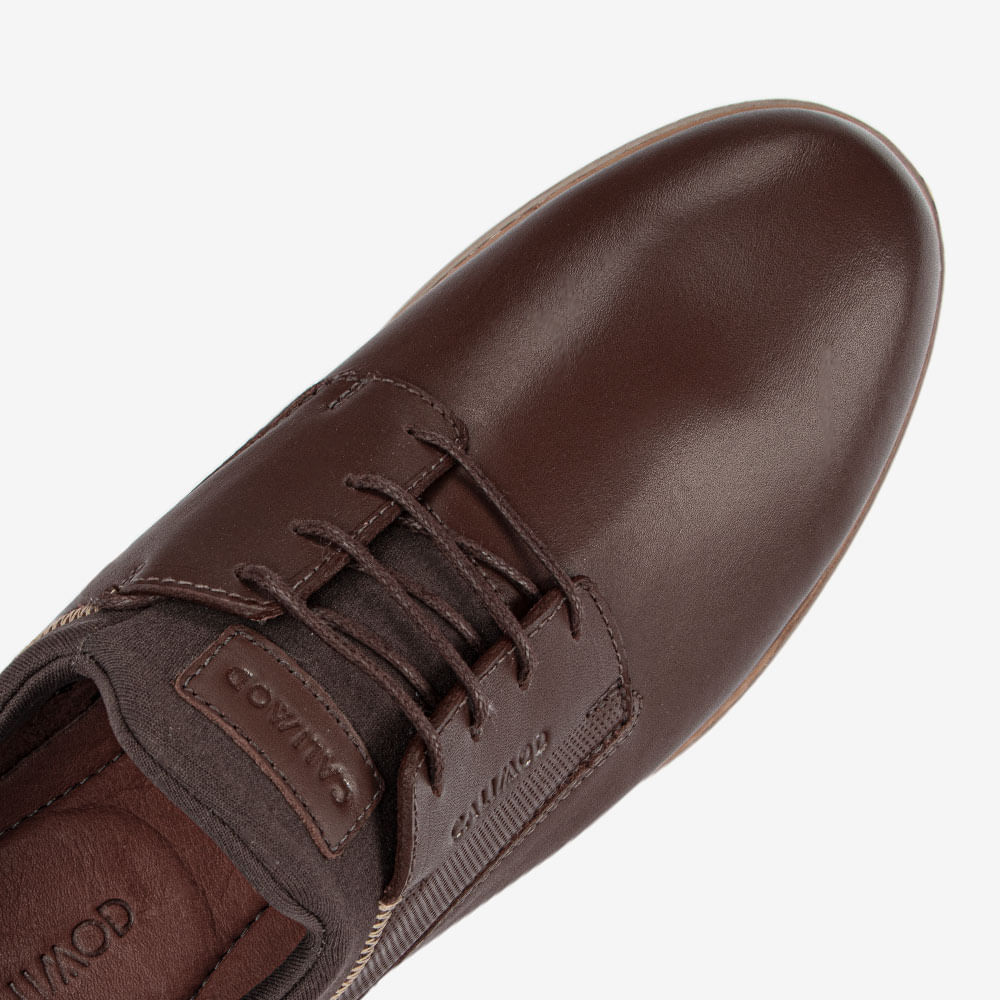 Zapato casual de cuero con neopreno en el talon marron 1czk002 CALIMOD