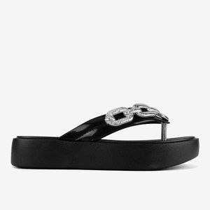 Sandalia Flat Negro/Plateado 2GZH54